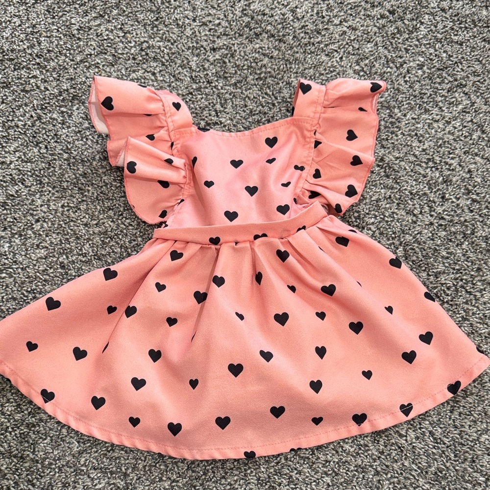 Pink Heart Pattern Kids Dress